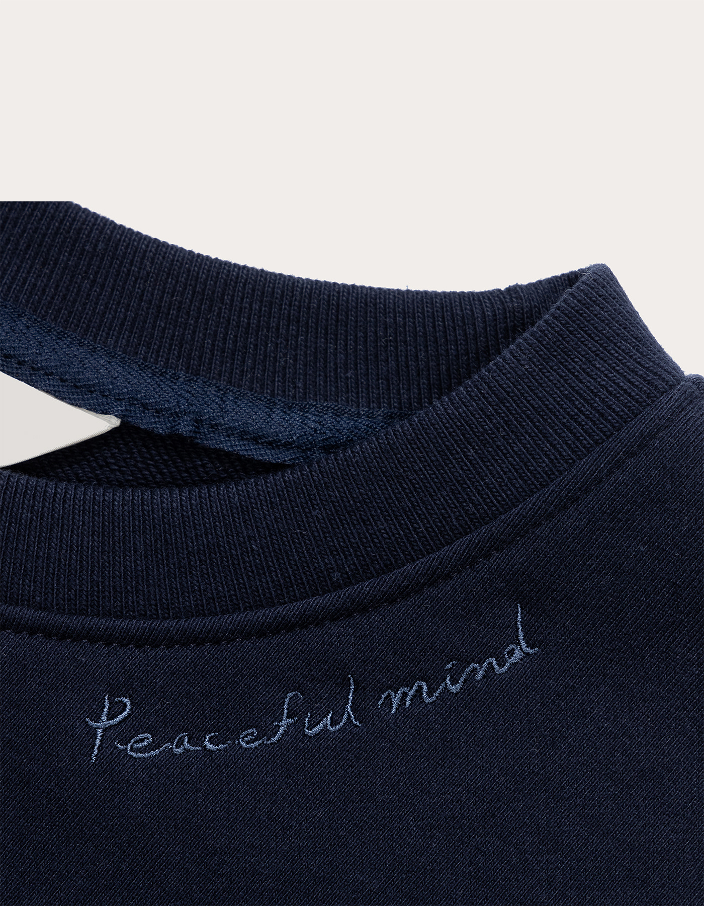 Soft Peaceful Embroidery Sweatshirt (Navy)