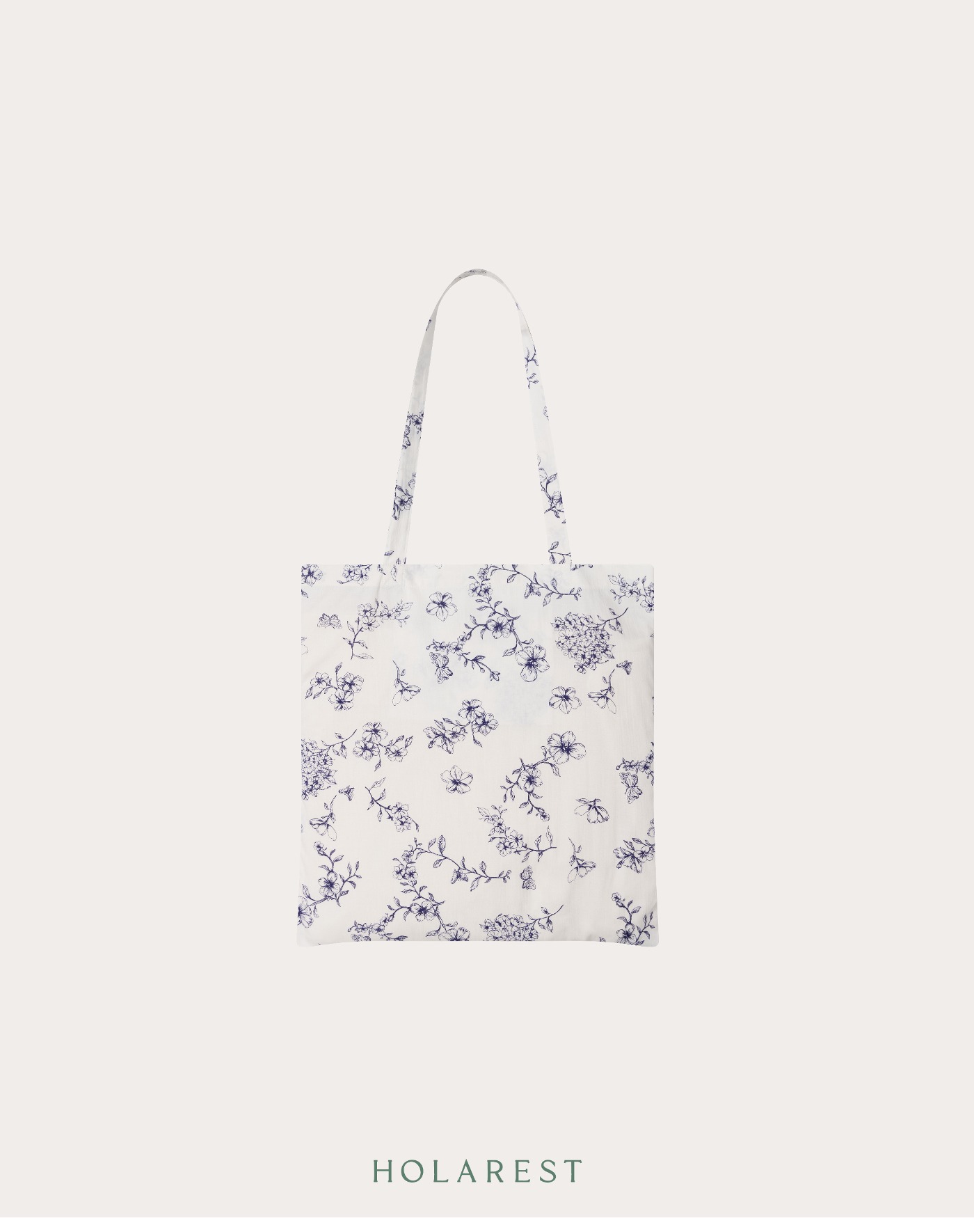 Flower Cotton Ecobag (Ecru+Navy)