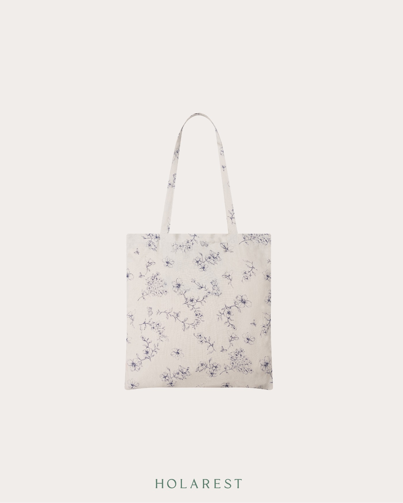Flower Linen Ecobag (Beige+Navy)